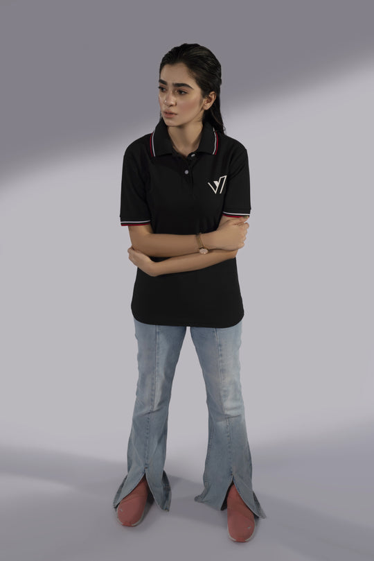 WOMEN BLACK POLO